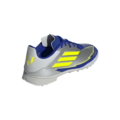 adidas F50 League Artificial Turf Messi Soccer Shoes | Silver Metallic / Solar Yellow / Lucid Blue | Kid's