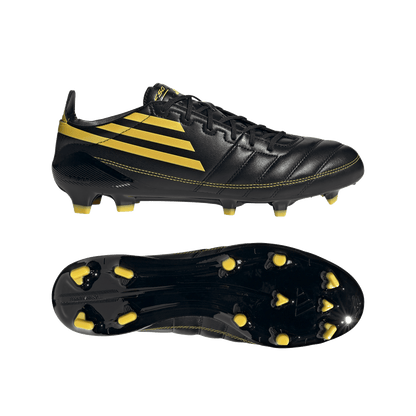 adidas F50 ELITE LEATHER Firm Ground Soccer Cleats | Carbon Black / Yellow | Men's