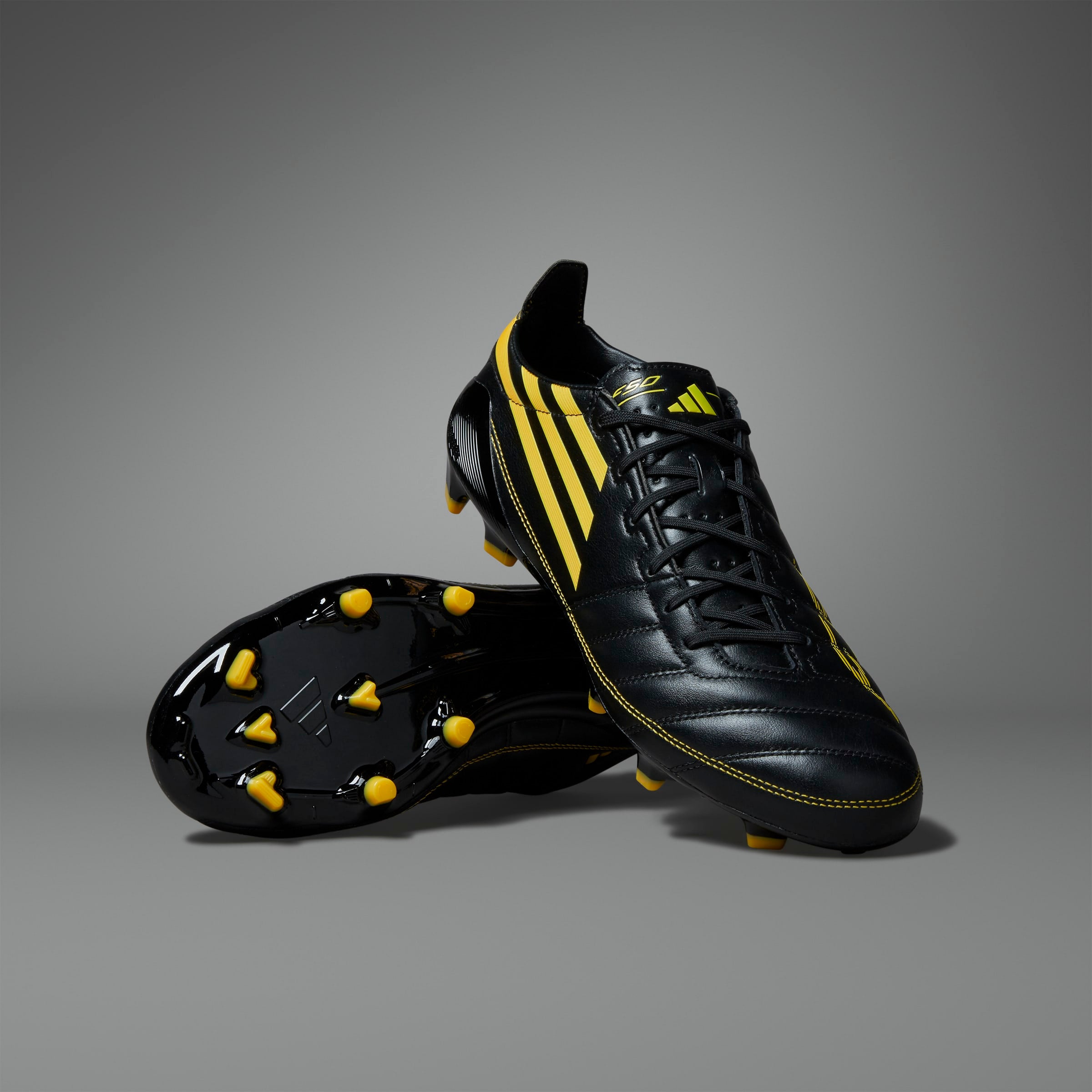 adidas F50 ブラック/イエロー サッカーシューズ adidas F50 Elite Leather Soccer Cleats - Men's | Carbon Black