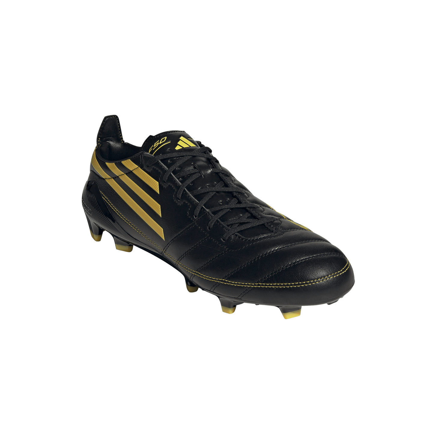 adidas F50 ELITE LEATHER Firm Ground Soccer Cleats | Carbon Black / Yellow | Men's