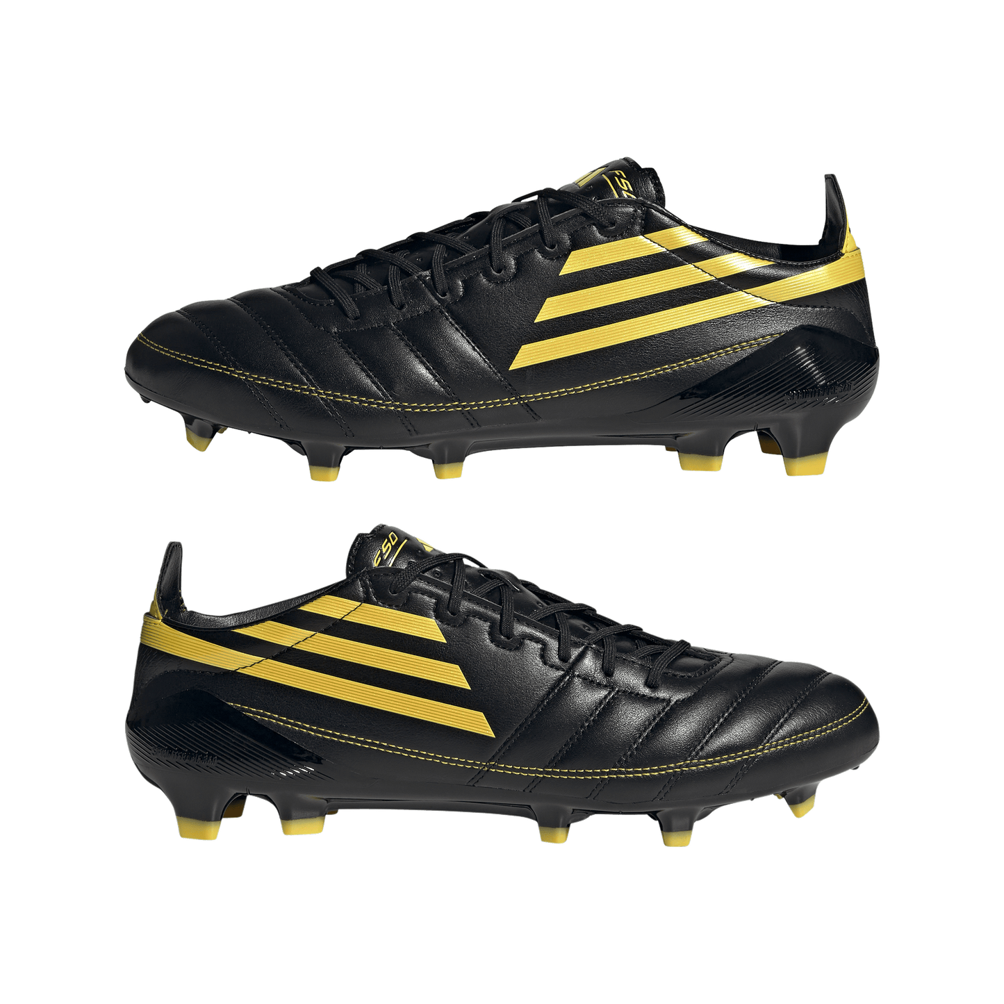adidas F50 ELITE LEATHER Firm Ground Soccer Cleats | Carbon Black / Yellow | Men's