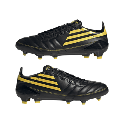 adidas F50 ELITE LEATHER Firm Ground Soccer Cleats | Carbon Black / Yellow | Men's