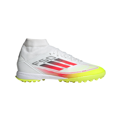 adidas F50 LEAGUE MID Artificial Turf Soccer Shoes | Cloud White / Luc stripe 3 adidas adidas F50 LEAGUE MID Artificial Turf Soccer Shoes | Cloud White / Luc stripe 3 adidas