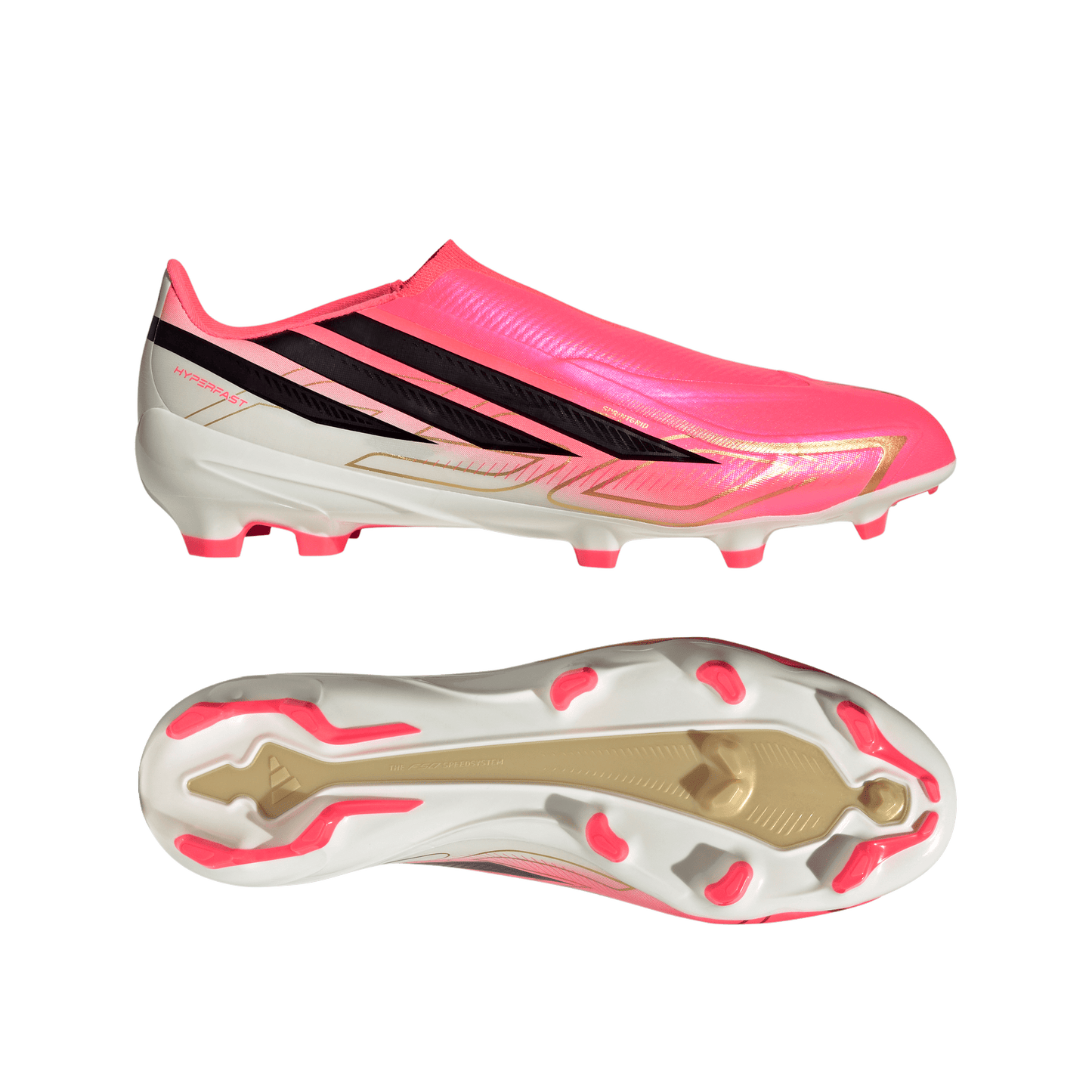 adidas F50 League Laceless Firm/Multi-Ground Cleats | Solar Turbo / Core Black / Gold Metallic | Men's