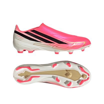 adidas F50 League Laceless Firm/Multi-Ground Cleats | Solar Turbo / Core Black / Gold Metallic | Men's