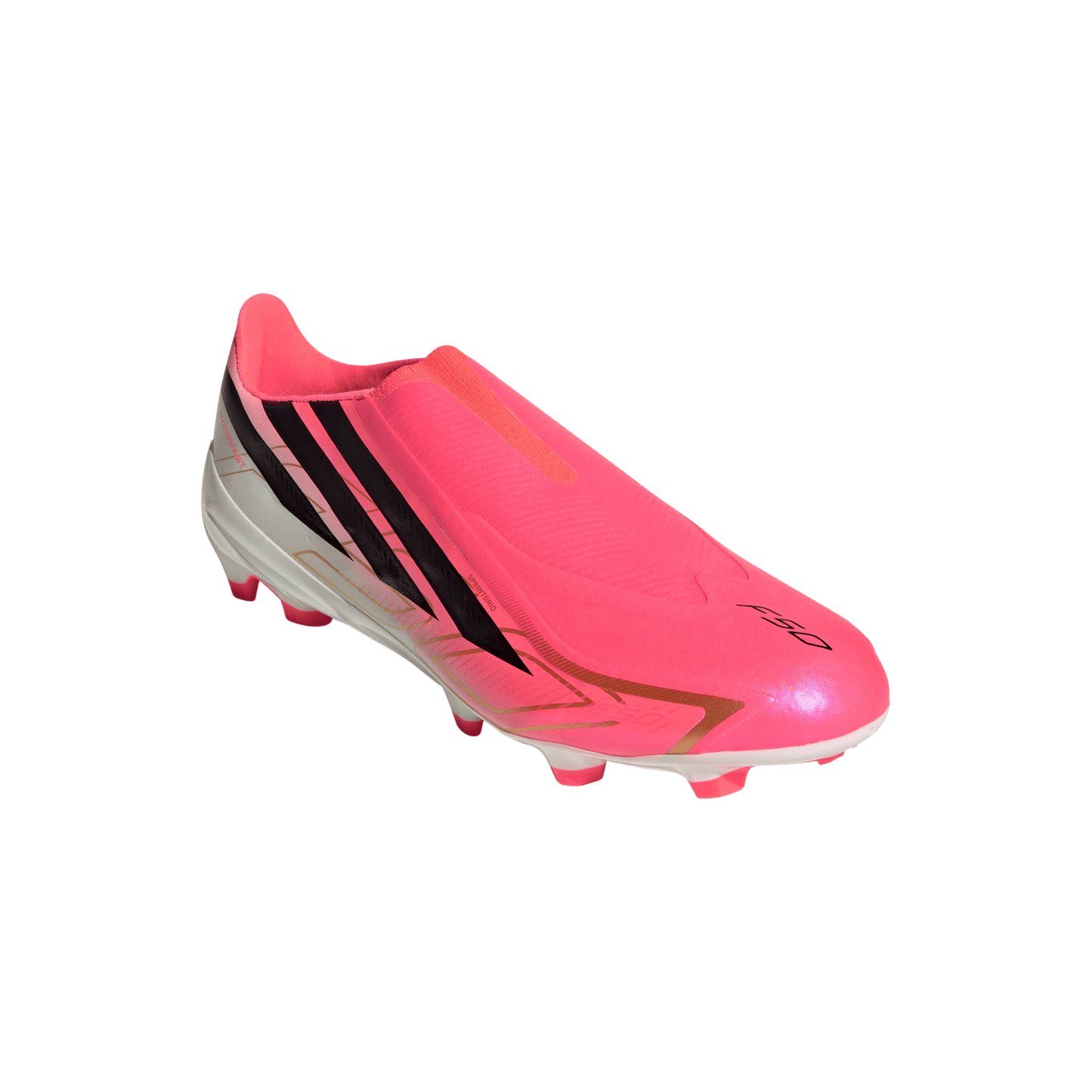 adidas F50 League Laceless Firm/Multi-Ground Cleats | Solar Turbo / Core Black / Gold Metallic | Men's