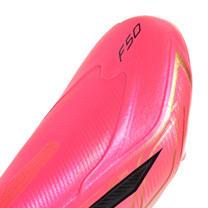 adidas F50 League Laceless Firm/Multi-Ground Cleats | Solar Turbo / Core Black / Gold Metallic | Men's