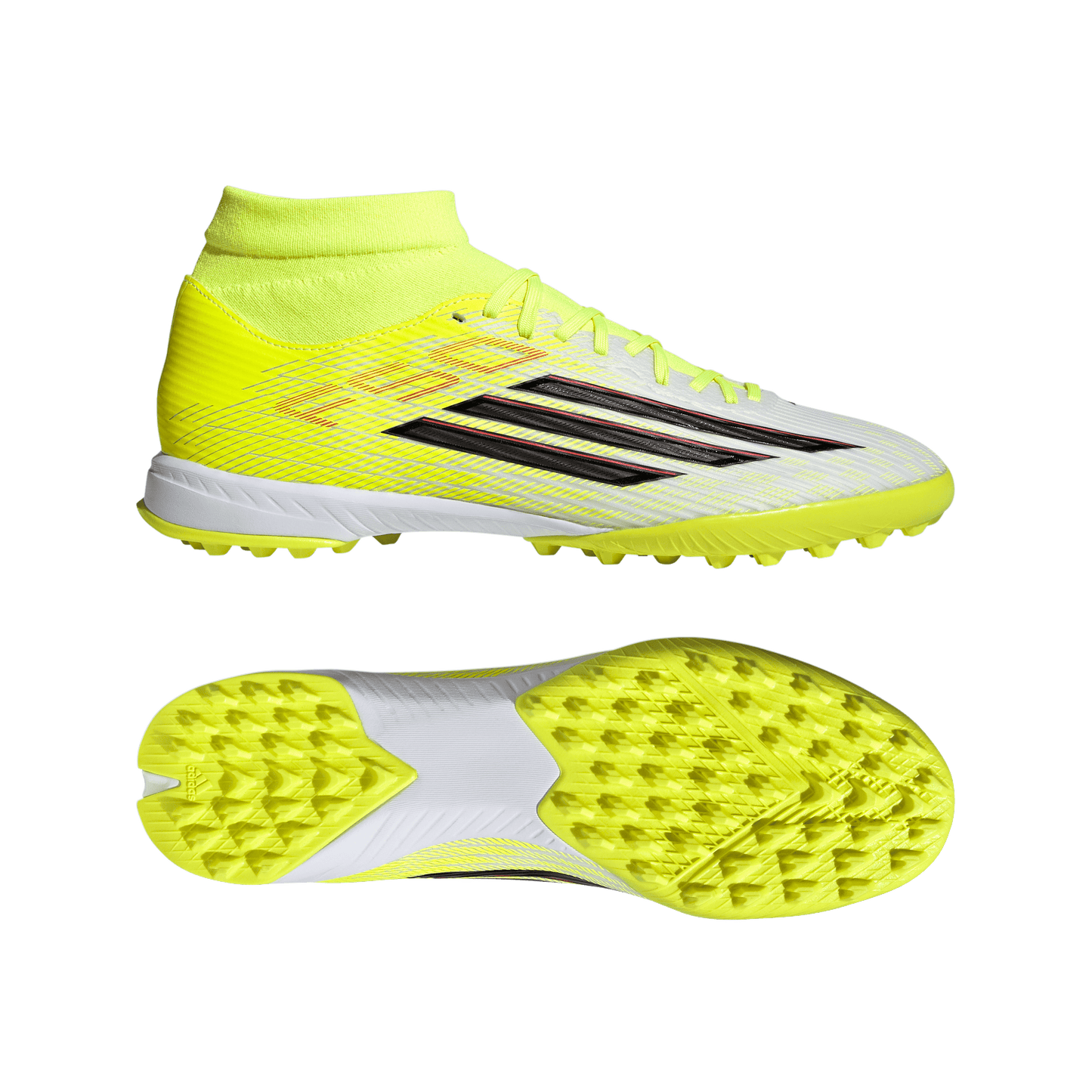 adidas F50 LEAGUE Mid Cut Turf Soccer Shoes | Team Solar Yellow 2 / Core Black / Lucid Red | Men's