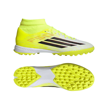 adidas F50 LEAGUE Mid Cut Turf Soccer Shoes | Team Solar Yellow 2 / Core Black / Lucid Red | Men's