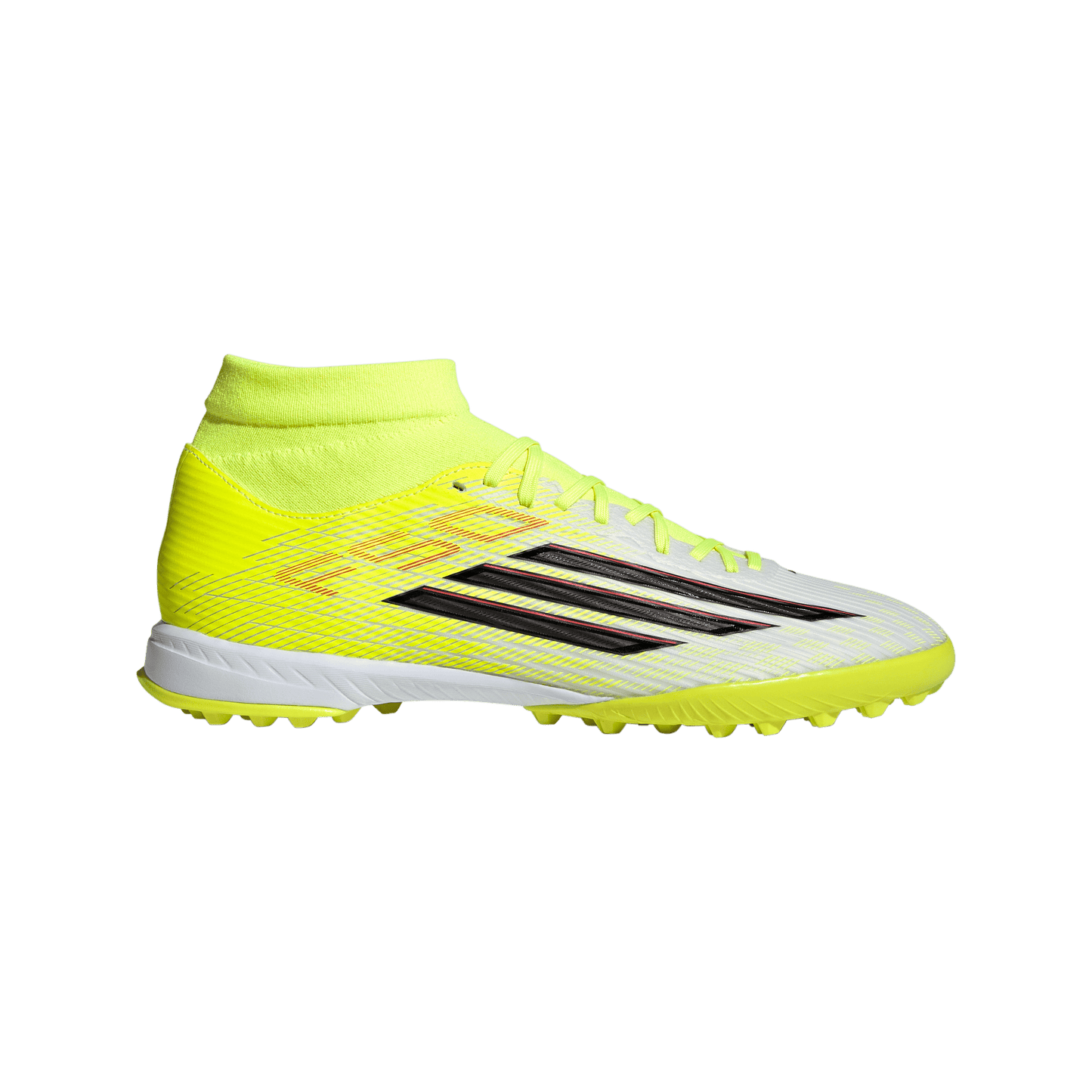 adidas F50 LEAGUE Mid Cut Turf Soccer Shoes | Team Solar Yellow 2 / Core Black / Lucid Red | Men's