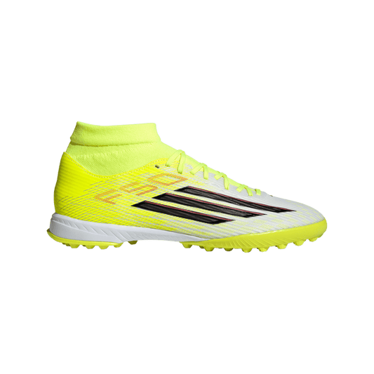 adidas F50 LEAGUE Mid Cut Turf Soccer Shoes | Team Solar Yellow 2 / Core Black / Lucid Red | Men's