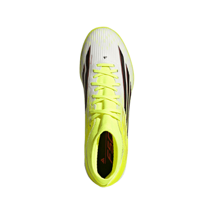 adidas F50 LEAGUE Mid Cut Turf Soccer Shoes | Team Solar Yellow 2 / Core Black / Lucid Red | Men's