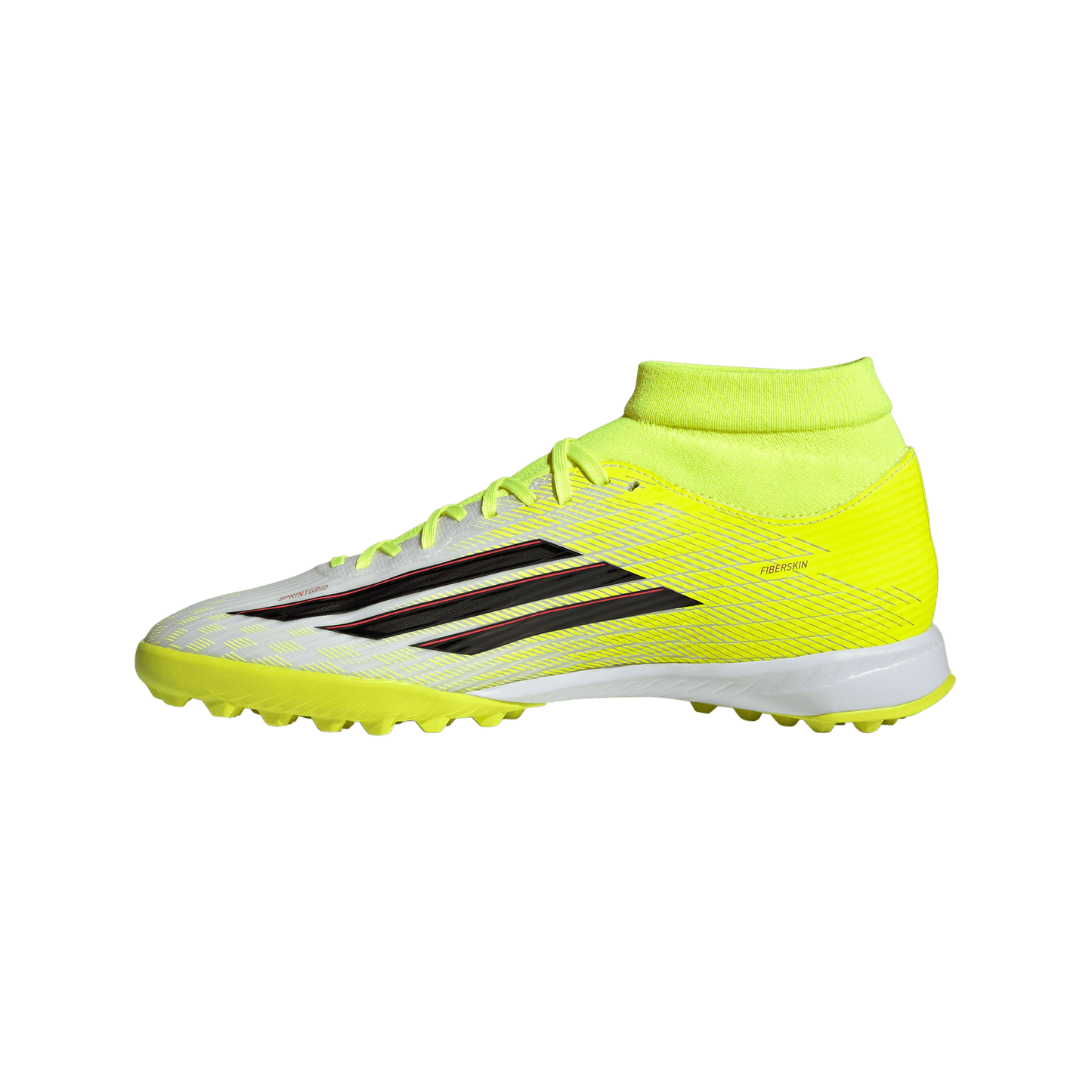 adidas F50 LEAGUE Mid Cut Turf Soccer Shoes | Team Solar Yellow 2 / Core Black / Lucid Red | Men's