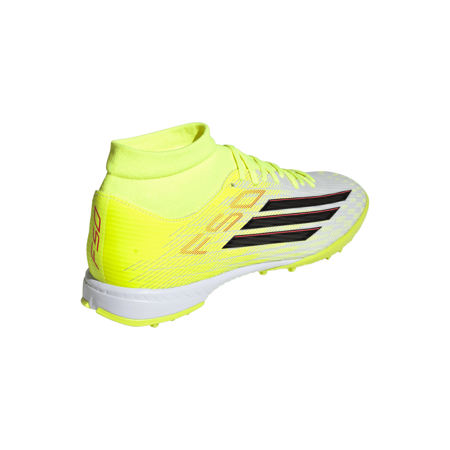 adidas F50 LEAGUE Mid Cut Turf Soccer Shoes | Team Solar Yellow 2 / Core Black / Lucid Red | Men's