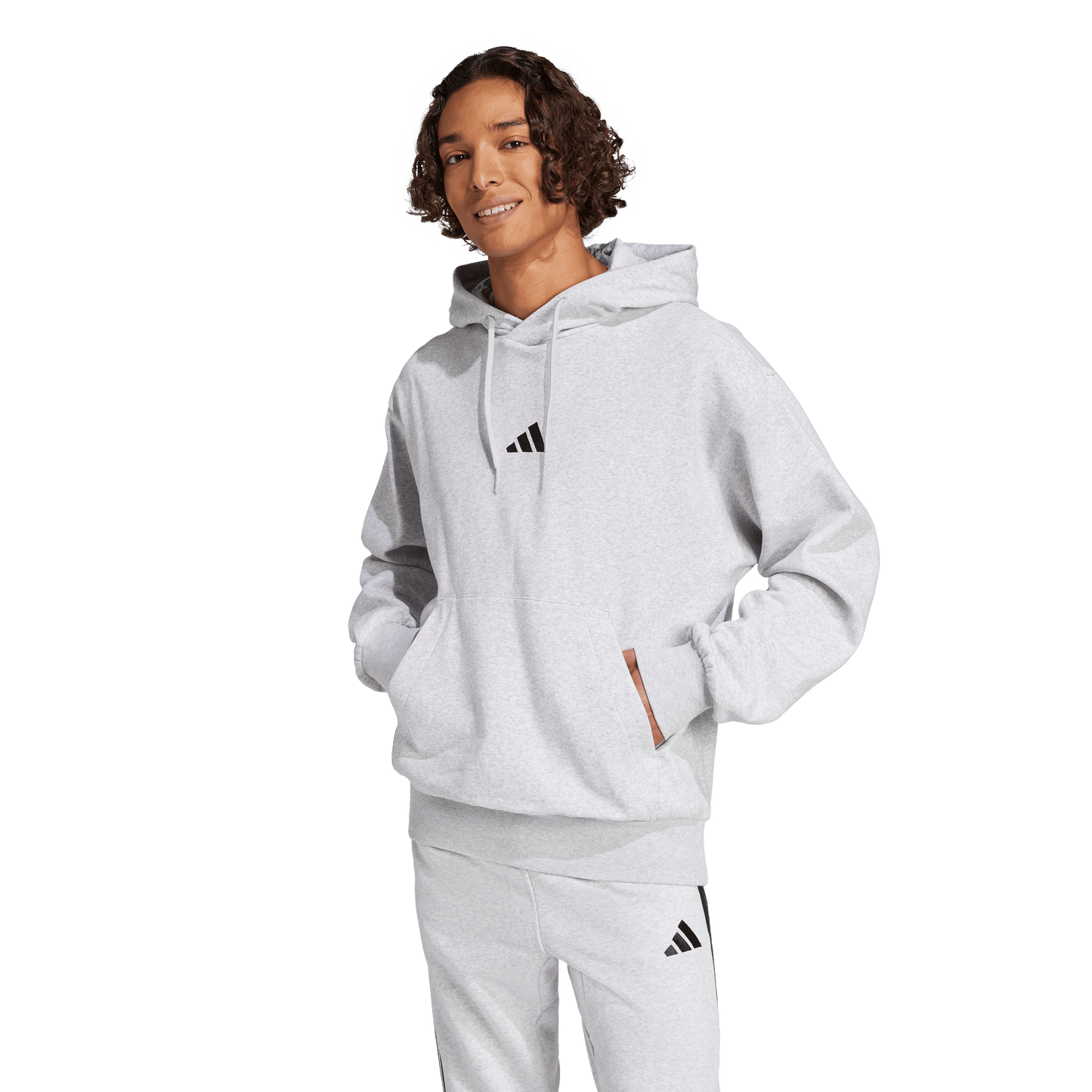 adidas Feelcozy Fleece Hoodie | Light Grey | Men's