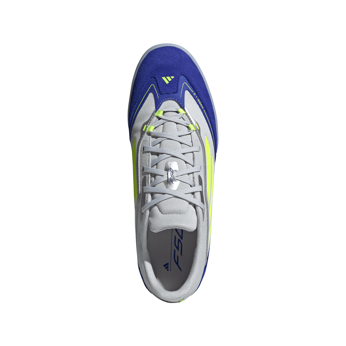 adidas F50 Messi Freestyle Indoor Soccer Shoes | Silver Metallic / Solar Yellow | Men's