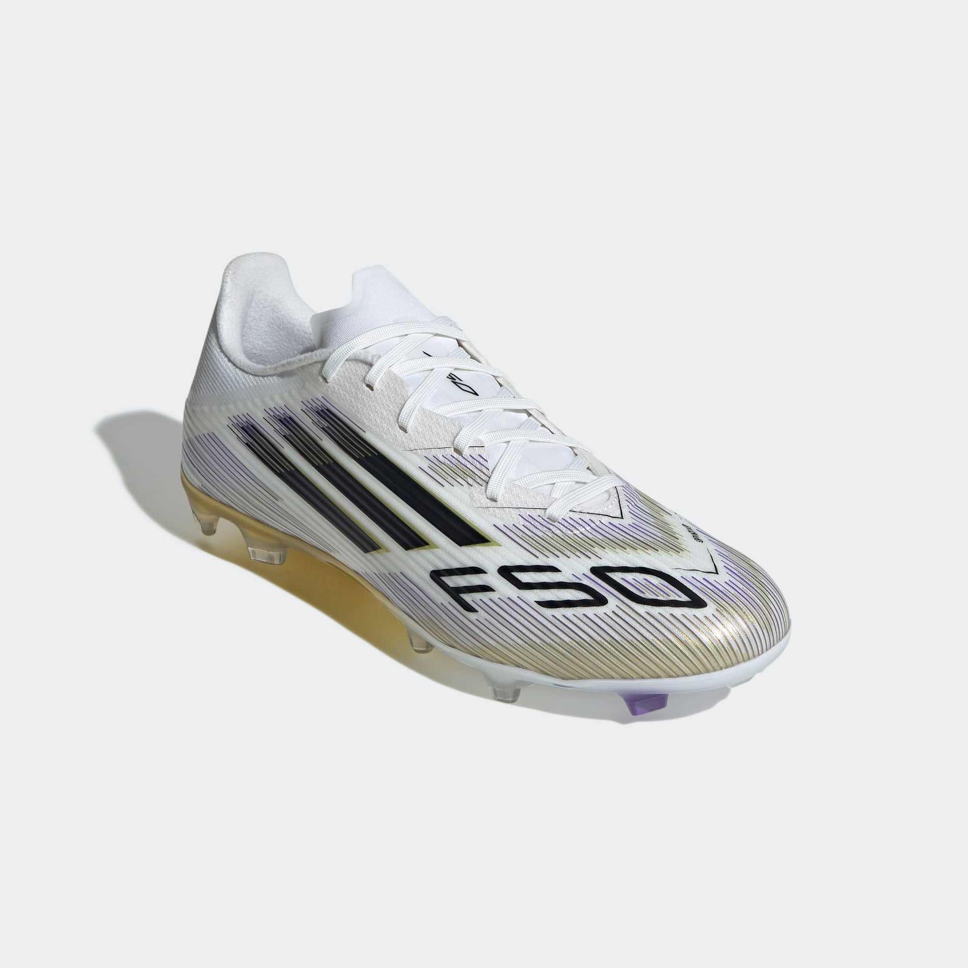 adidas Unisex F50 League FG/MG Cleats | White/Black/Gold 7 adidas Unisex F50 League FG/MG Cleats | White/Black/Gold 7