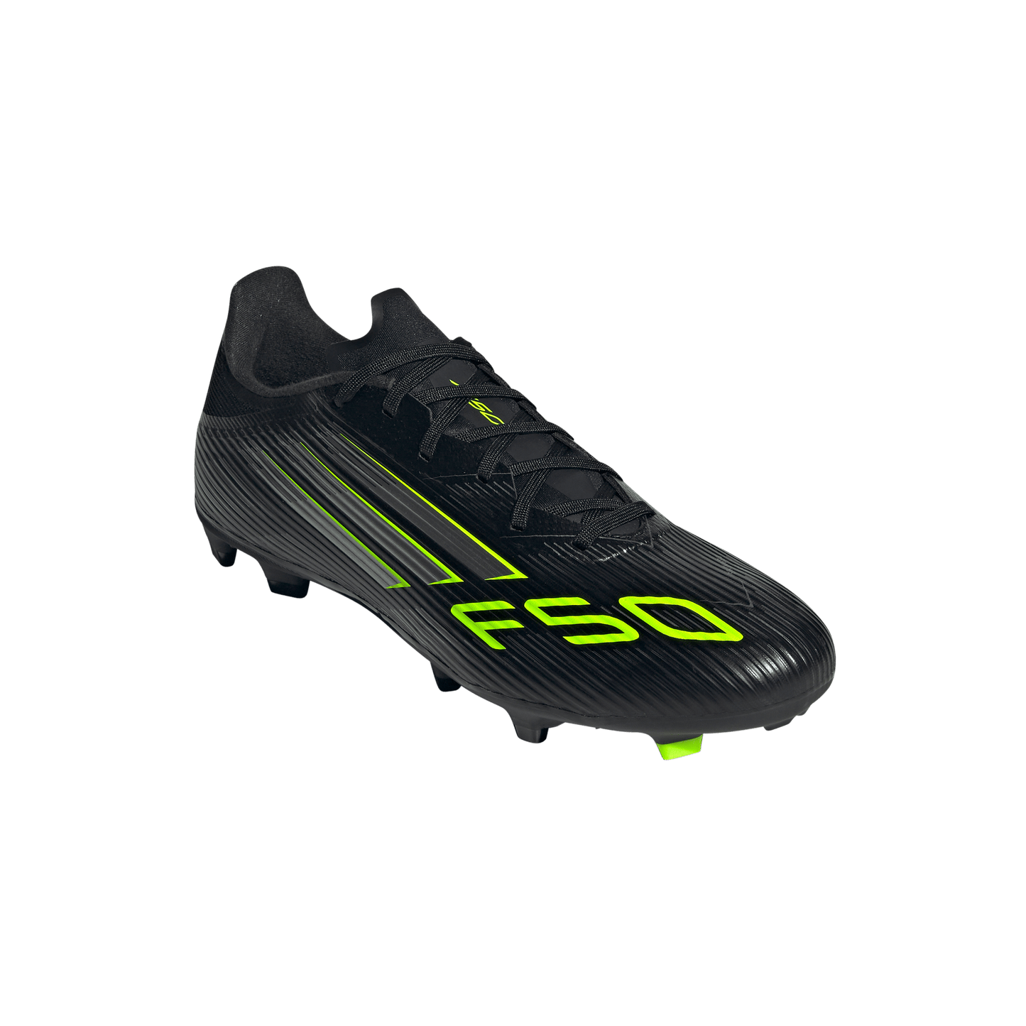 adidas F50 League Firm/Multi-Ground Soccer Cleats | Core Black / Iron Metallic / Lucid Lemon | Men's