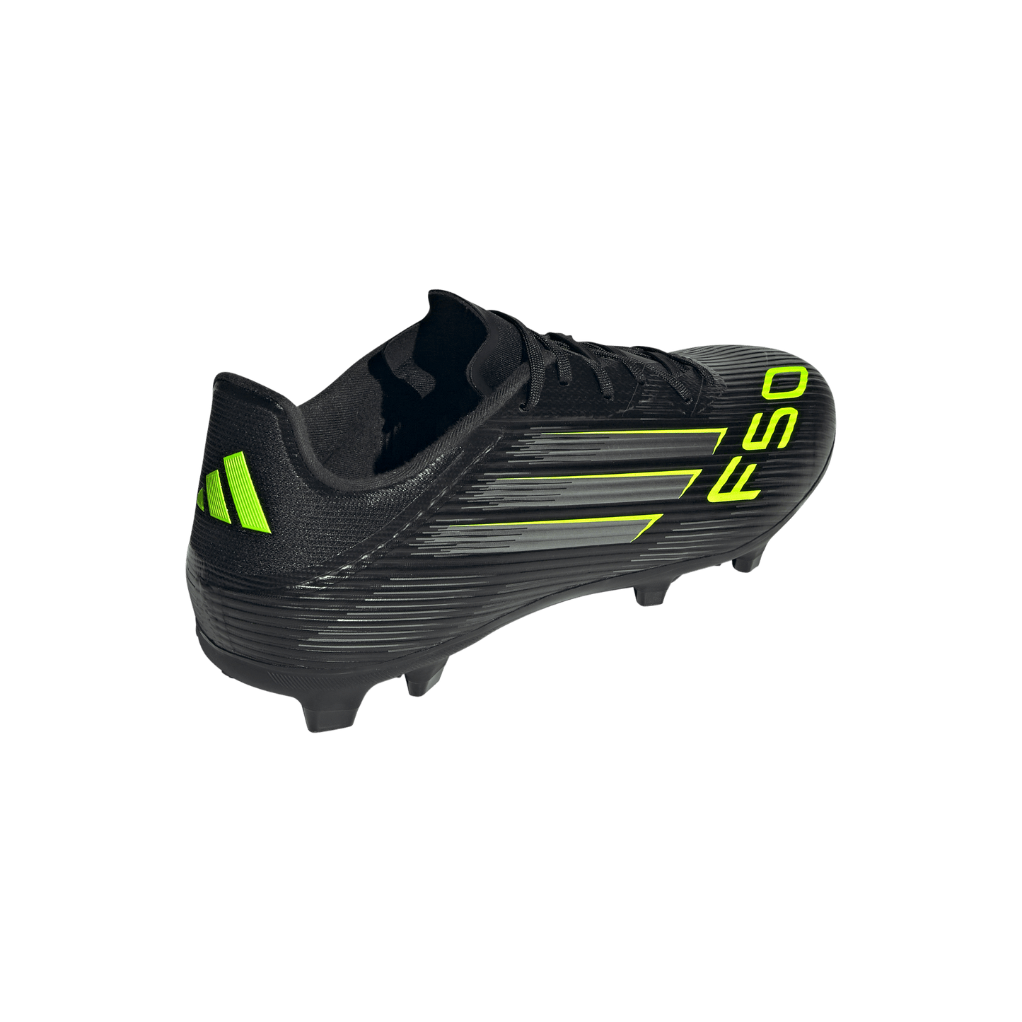 adidas F50 League Firm/Multi-Ground Soccer Cleats | Core Black / Iron Metallic / Lucid Lemon | Men's