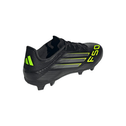 adidas F50 League Firm/Multi-Ground Soccer Cleats | Core Black / Iron Metallic / Lucid Lemon | Men's