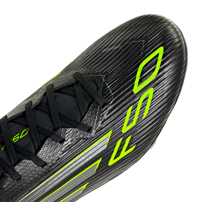 adidas F50 League Firm/Multi-Ground Soccer Cleats | Core Black / Iron Metallic / Lucid Lemon | Men's