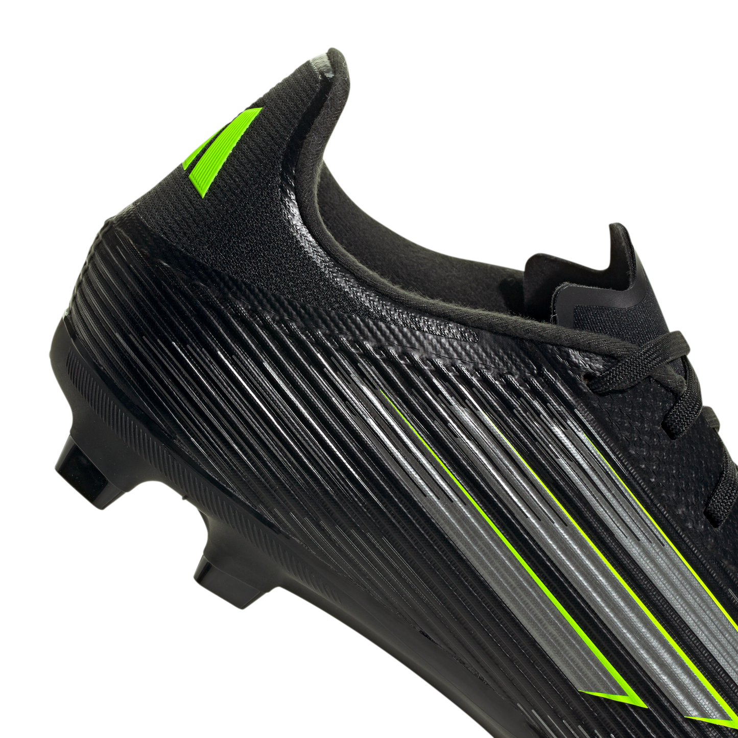 adidas F50 League Firm/Multi-Ground Soccer Cleats | Core Black / Iron Metallic / Lucid Lemon | Men's