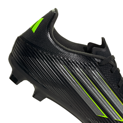 adidas F50 League Firm/Multi-Ground Soccer Cleats | Core Black / Iron Metallic / Lucid Lemon | Men's
