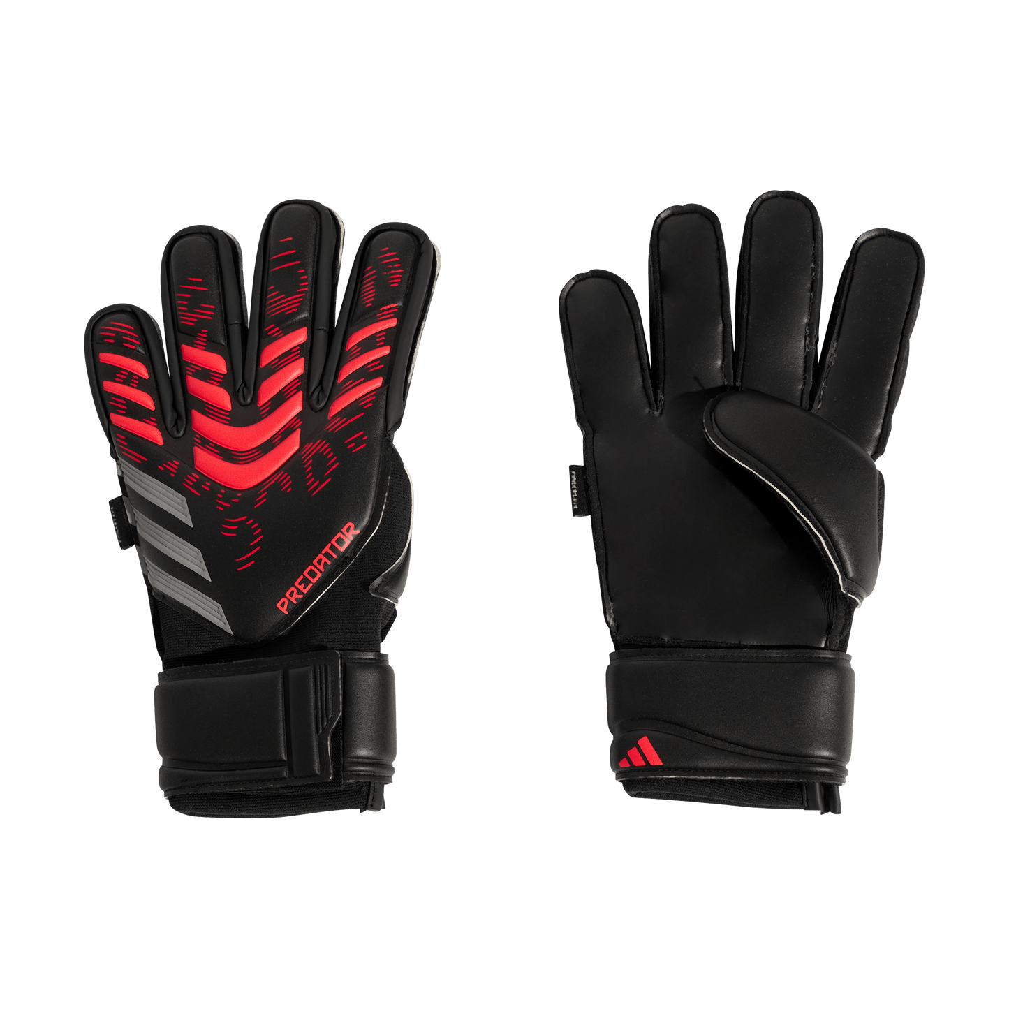 adidas Predator Match Fingersave Soccer Goalkeeper Gloves | Black / Lucid Red | Men's