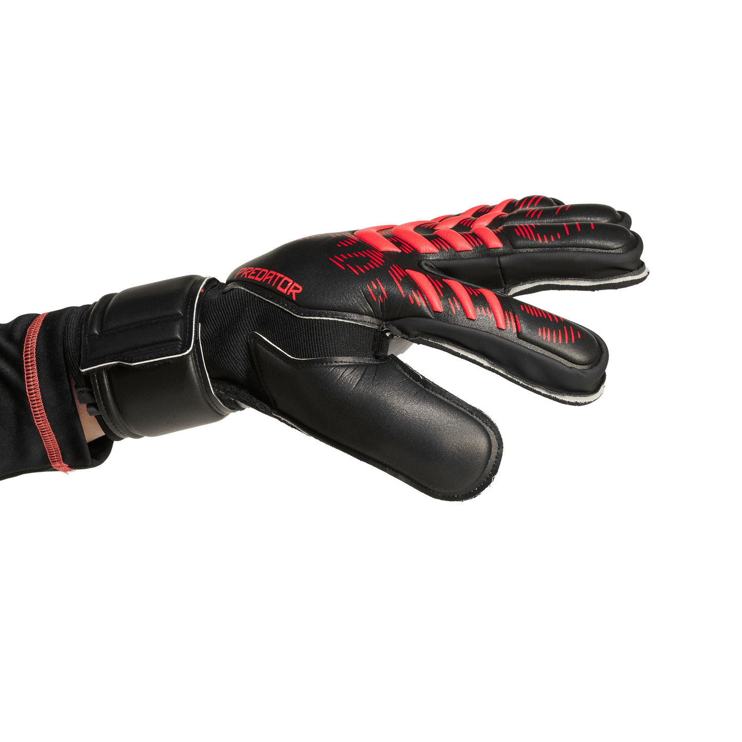 adidas Predator Match Fingersave Soccer Goalkeeper Gloves | Black / Lucid Red | Men's