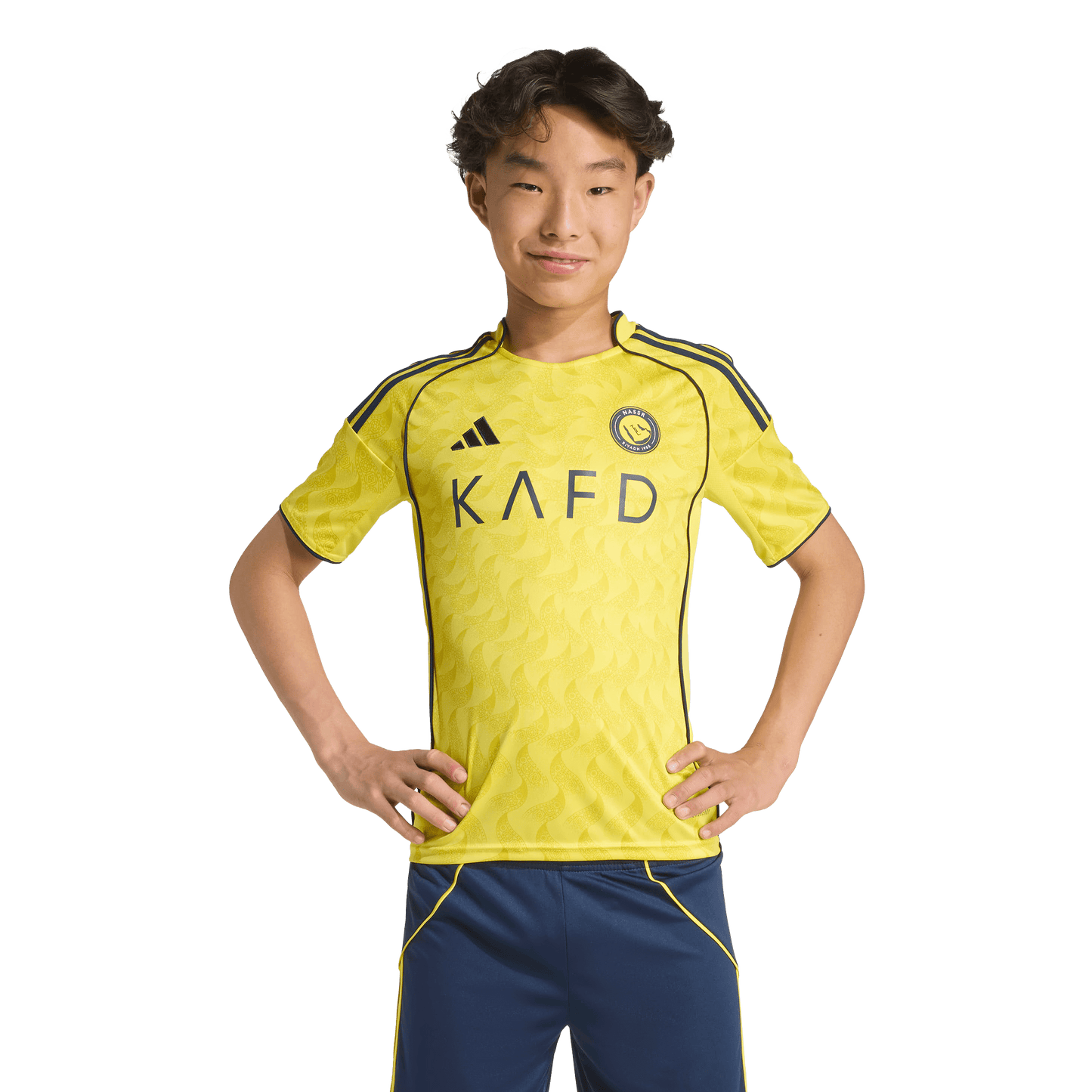 adidas Al-Nasser 25/26 Home Soccer Jersey | Impact Yellow / Night Indigo | Kid's