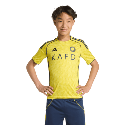 adidas Al-Nasser 25/26 Home Soccer Jersey | Impact Yellow / Night Indigo | Kid's