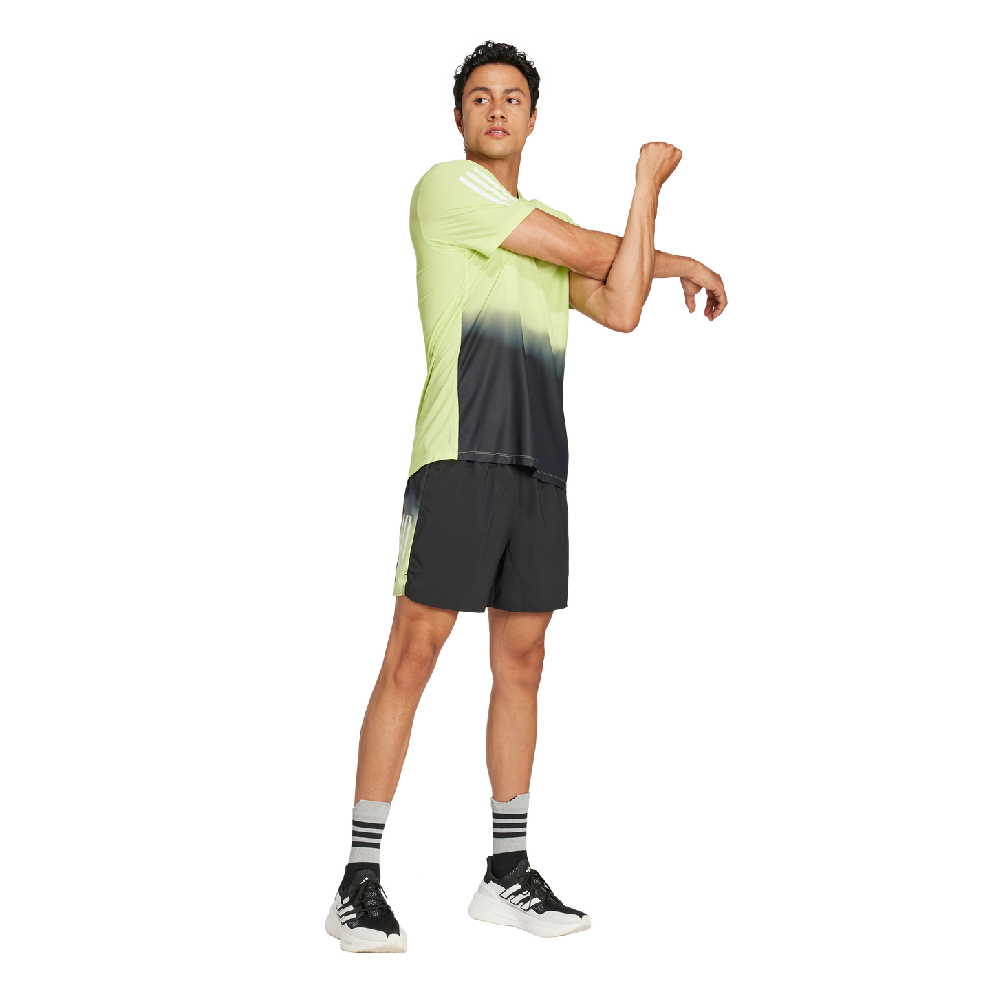 adidas Own the Run CLIMACOOL Shirt | Lime Green / Black | Men's