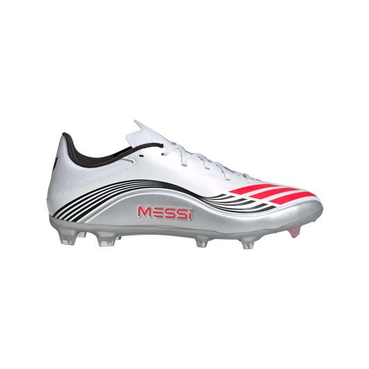 adidas F50 CLUB MESSI Firm/Multi-Ground Soccer Cleats | Cloud White / Lucid Red / Silver Metallic | Men's
