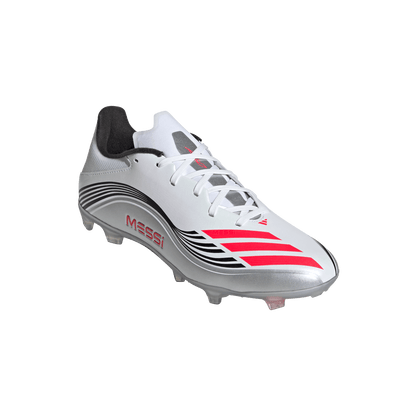 adidas F50 CLUB MESSI Firm/Multi-Ground Soccer Cleats | Cloud White / Lucid Red / Silver Metallic | Men's