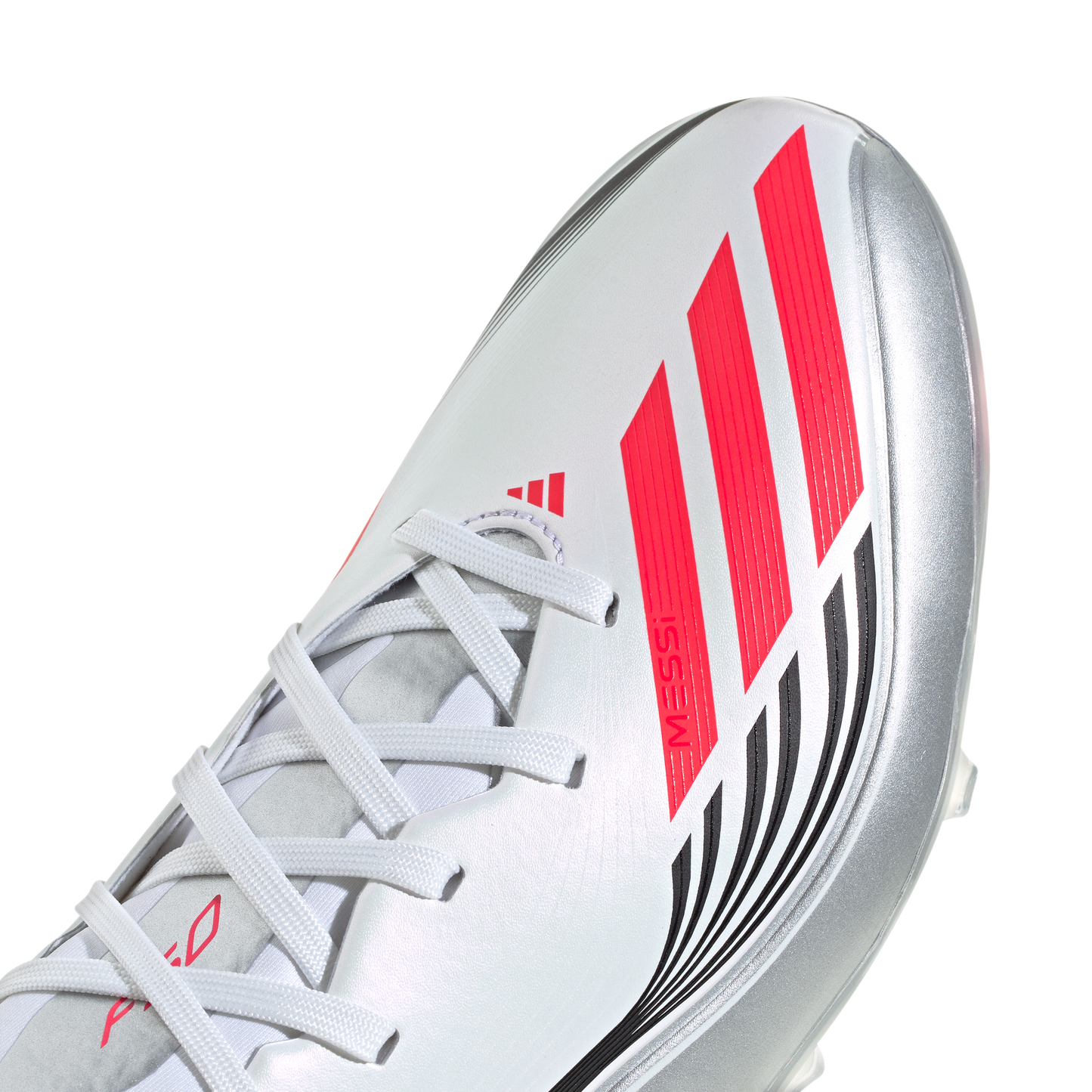 adidas F50 CLUB MESSI Firm/Multi-Ground Soccer Cleats | Cloud White / Lucid Red / Silver Metallic | Men's