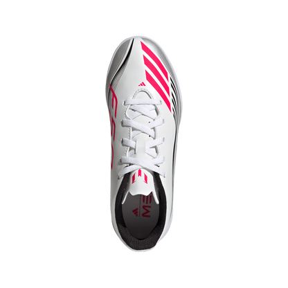 adidas F50 Club Indoor Messi Soccer Shoes | White / Lucid Red / Silver Metallic | Kid's