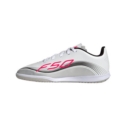 adidas F50 Club Indoor Messi Soccer Shoes | White / Lucid Red / Silver Metallic | Kid's