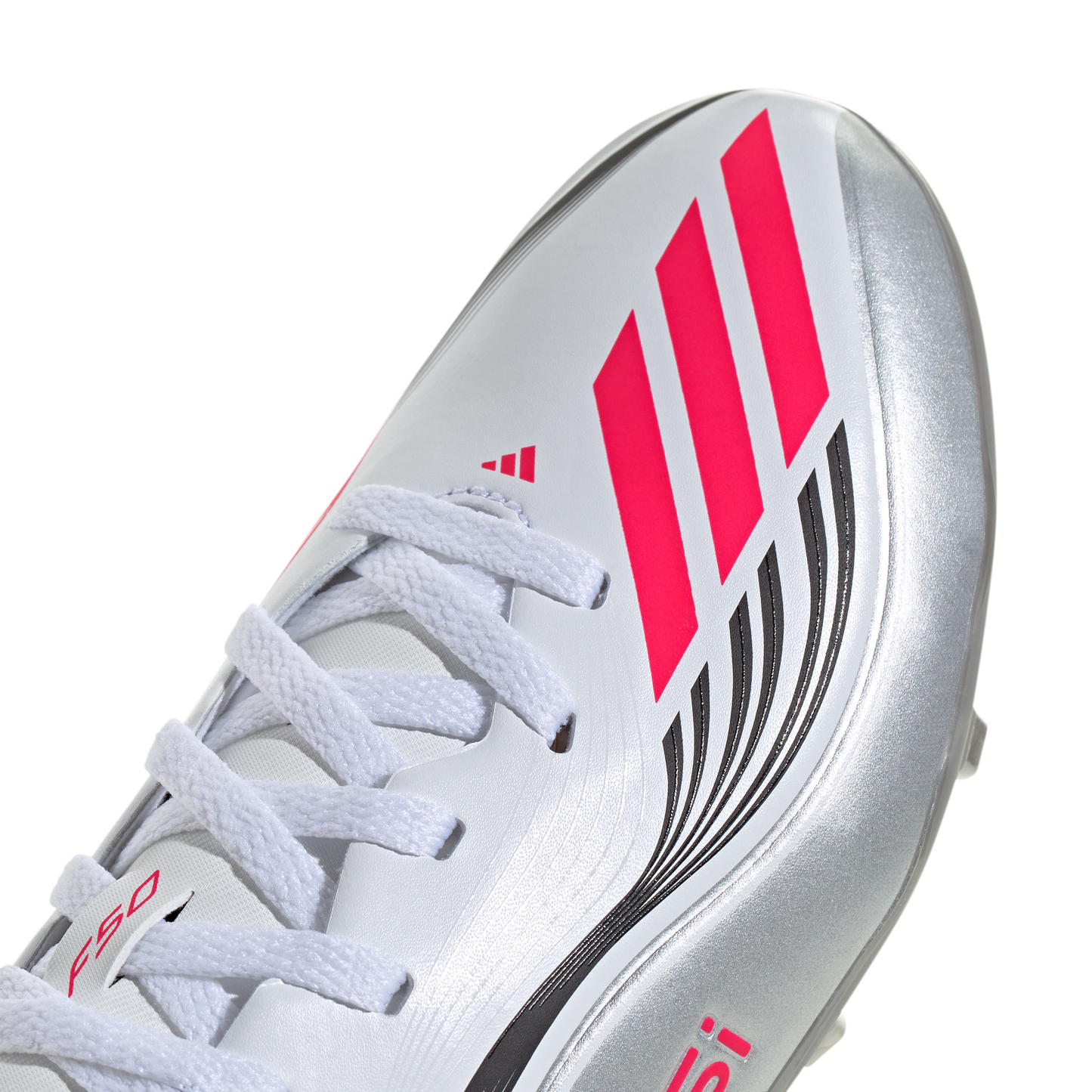 adidas F50 Messi League Firm/Multi-Ground Cleats | Cloud White / Lucid Red / Silver Metallic | Kid's