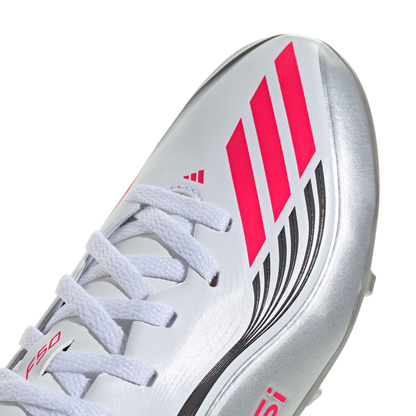 adidas F50 Messi League Firm/Multi-Ground Cleats | Cloud White / Lucid Red / Silver Metallic | Kid's