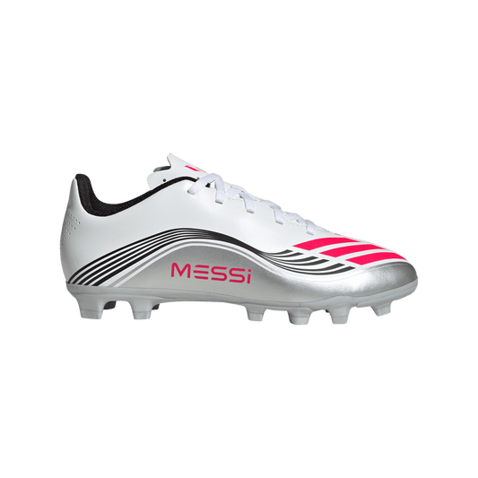 adidas F50 CLUB MESSI Firm/Multi-Ground Soccer Cleats | Cloud White / Lucid Red / Silver Metallic | Kid's