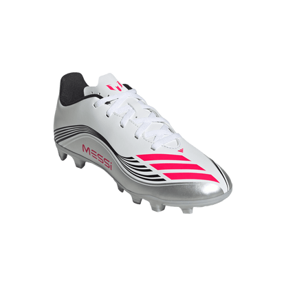adidas F50 CLUB MESSI Firm/Multi-Ground Soccer Cleats | Cloud White / Lucid Red / Silver Metallic | Kid's