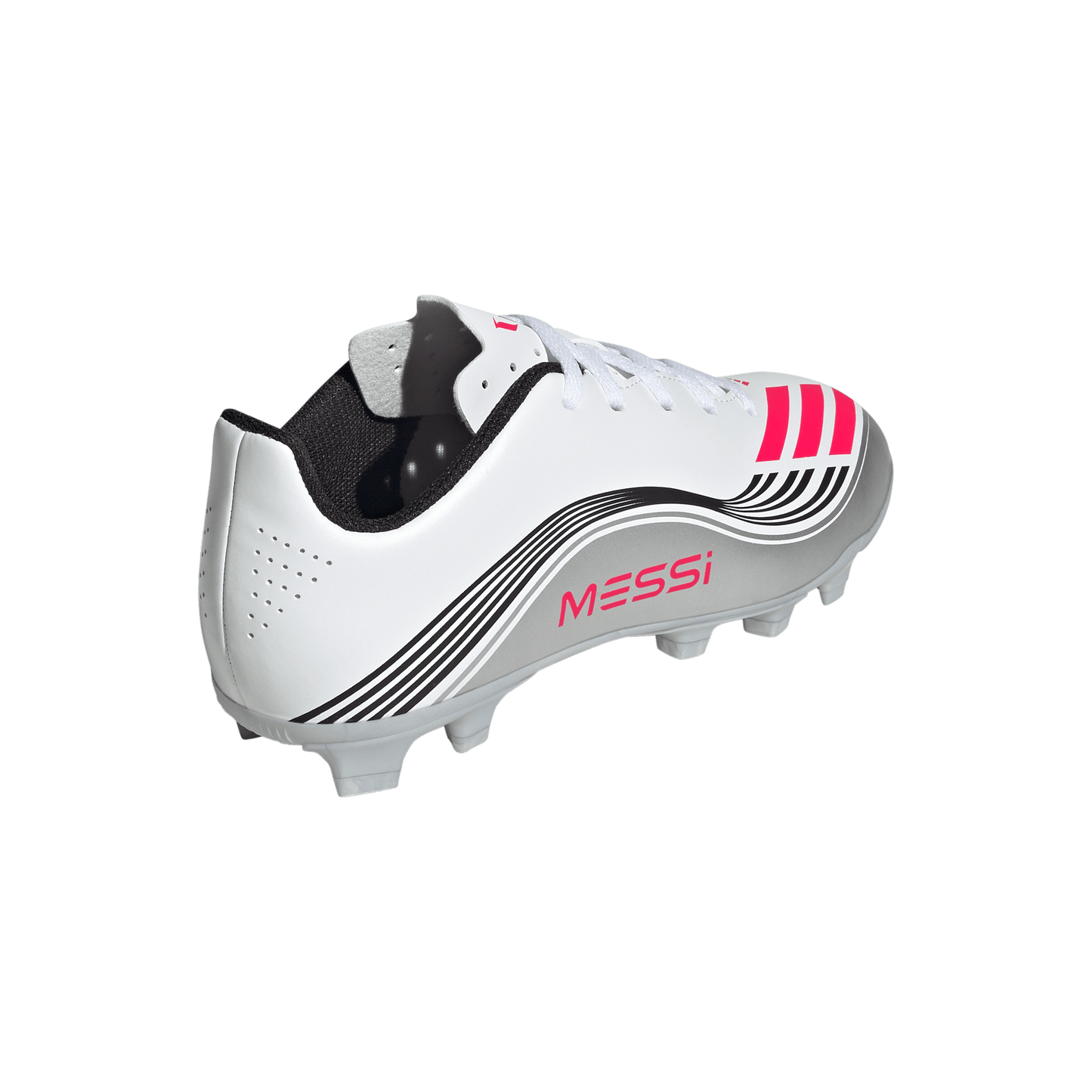 adidas F50 CLUB MESSI Firm/Multi-Ground Soccer Cleats | Cloud White / Lucid Red / Silver Metallic | Kid's