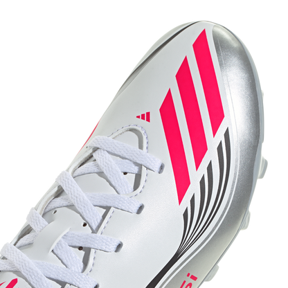 adidas F50 CLUB MESSI Firm/Multi-Ground Soccer Cleats | Cloud White / Lucid Red / Silver Metallic | Kid's