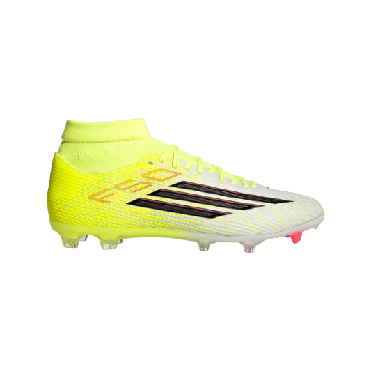 adidas F50 LEAGUE Mid Cut Firm Ground / Multi Ground Soccer Cleats | Team Solar Yellow 2 / Core Black / Lucid Red | Men's
