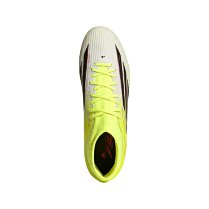 adidas F50 LEAGUE Mid Cut Firm Ground / Multi Ground Soccer Cleats | Team Solar Yellow 2 / Core Black / Lucid Red | Men's