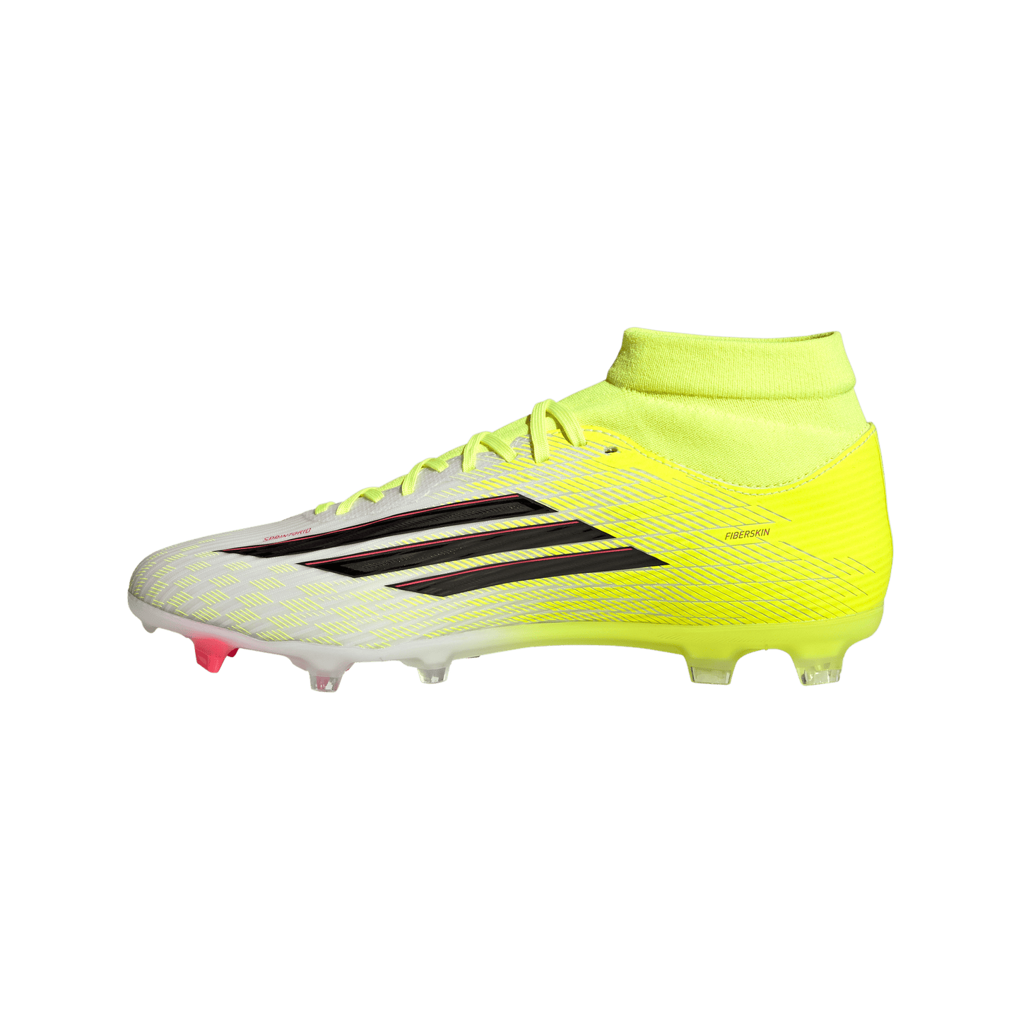 adidas F50 LEAGUE Mid Cut Firm Ground / Multi Ground Soccer Cleats | Team Solar Yellow 2 / Core Black / Lucid Red | Men's