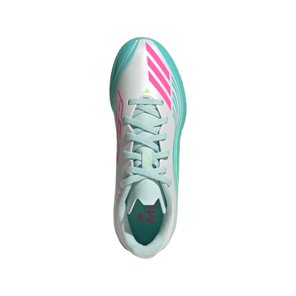 adidas F50 MESSI LEAGUE Turf Football Shoes | Cloud White / Lucid Pink / Flash Aqua | Kid's