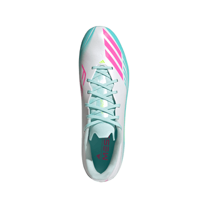adidas F50 MESSI LEAGUE Firm/Multi-Ground Cleats | Cloud White / Lucid Pink / Flash Aqua | Men's