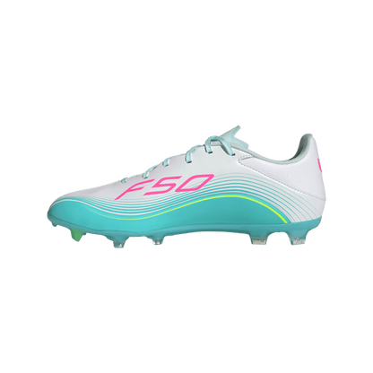 adidas F50 MESSI LEAGUE Firm/Multi-Ground Cleats | Cloud White / Lucid Pink / Flash Aqua | Men's