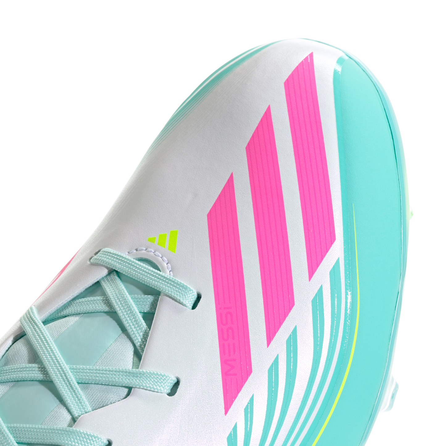 adidas F50 MESSI LEAGUE Firm/Multi-Ground Cleats | Cloud White / Lucid Pink / Flash Aqua | Men's